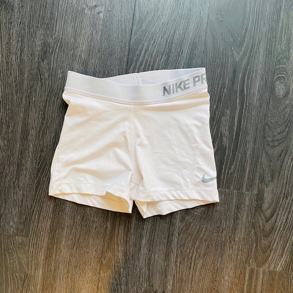 white nike biker shorts